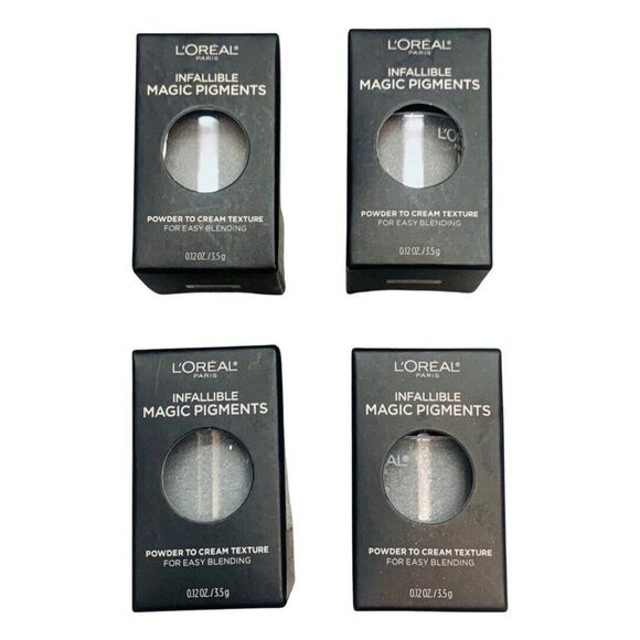 L'Oreal Infallible Magic Eye Pigments Attitude #454 Silver Glitter Eyeshadow 4pk - Picture 1 of 6